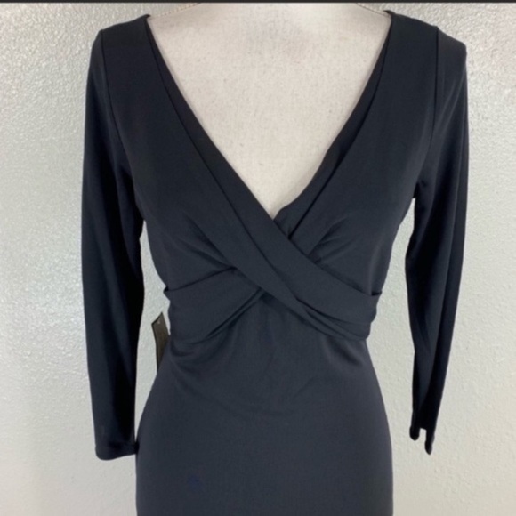 NWT Ann Taylor black cross front midi dress C.C25 - Picture 2 of 7